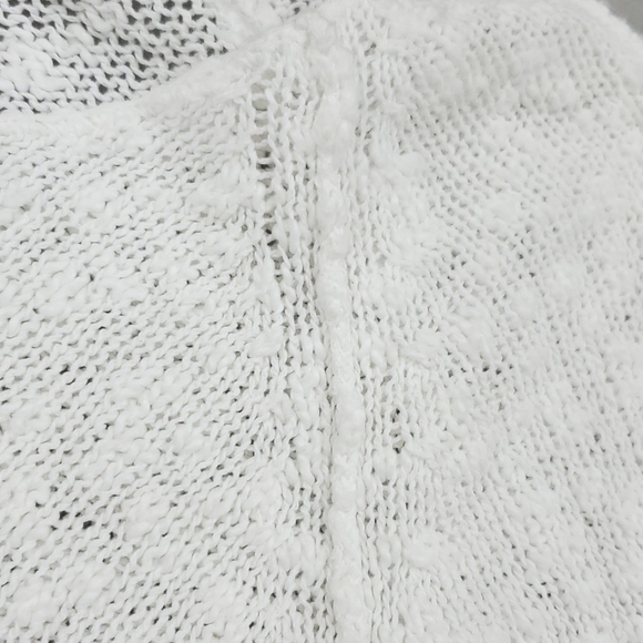 Habitat open knit sweater women's medium white textured cotton shell buttons - Picture 12 of 12